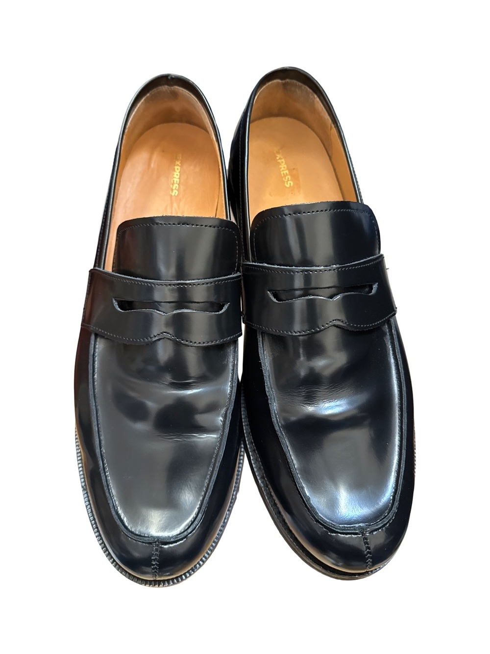 Express Black Leather Penny Loafers